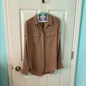 WHBM size 4 Silky Tan Button-Up Shirt